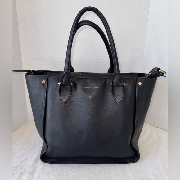Alexander McQueen Authentic Black Leather Women’s Tote Handbag Purse-READ - Picture 2 of 16